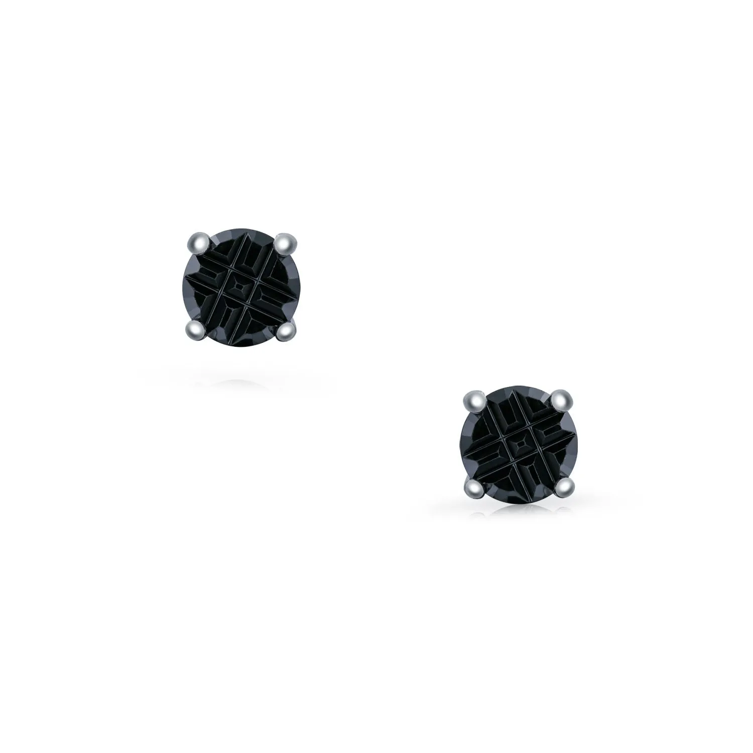 AAA CZ Cubic Zirconia Bezel Set Invisible Checkboard Cut Stud Earrings