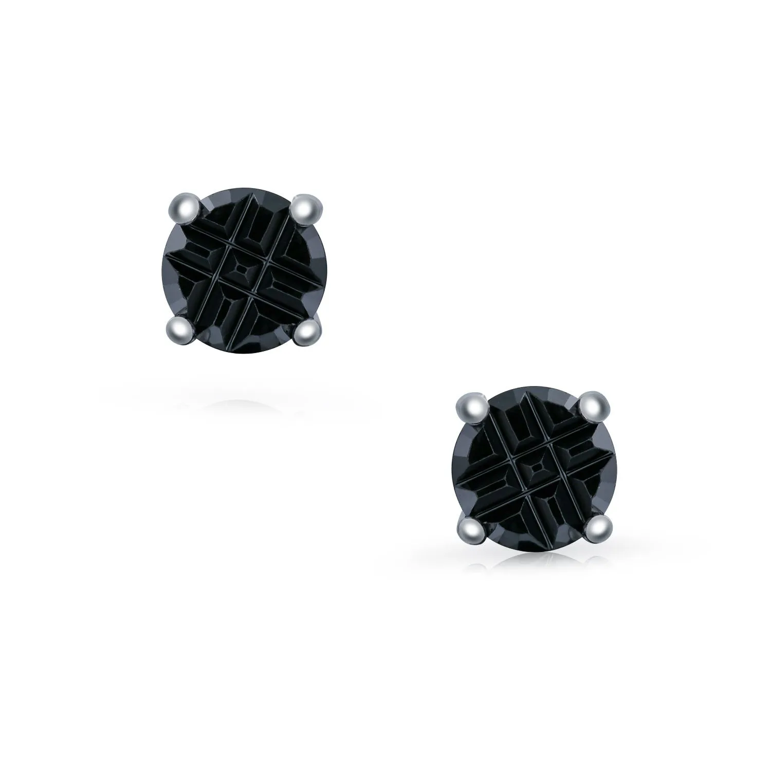 AAA CZ Cubic Zirconia Bezel Set Invisible Checkboard Cut Stud Earrings