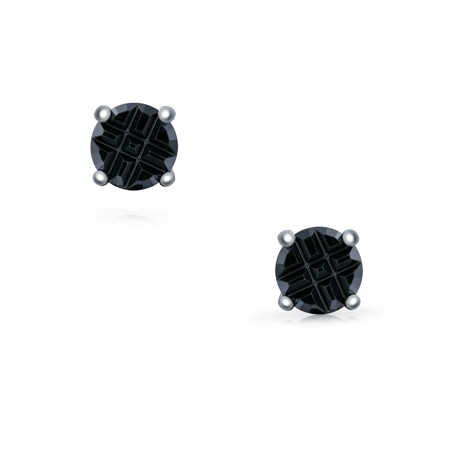 AAA CZ Cubic Zirconia Bezel Set Invisible Checkboard Cut Stud Earrings