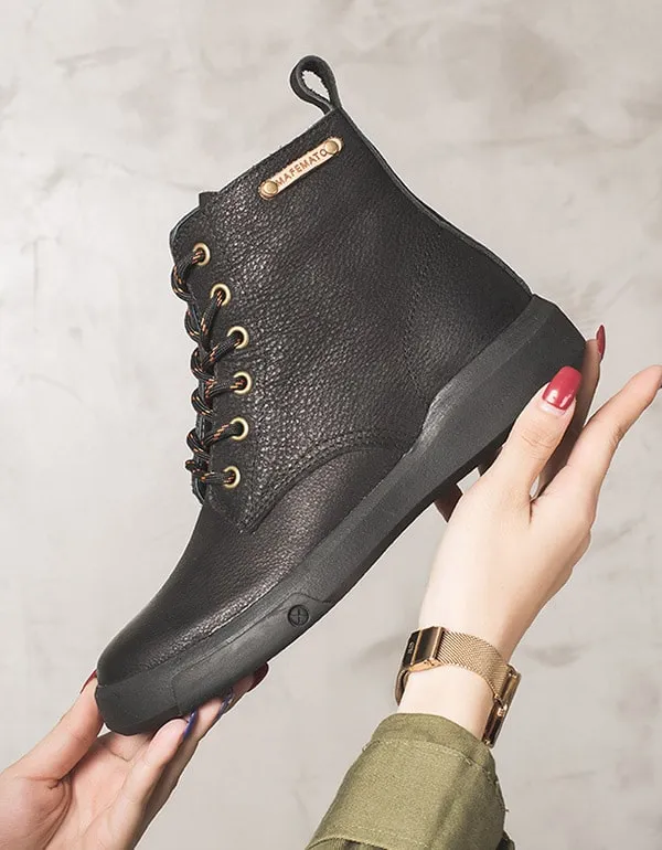 Autumn Winter British Style Lace-Up Short Boots