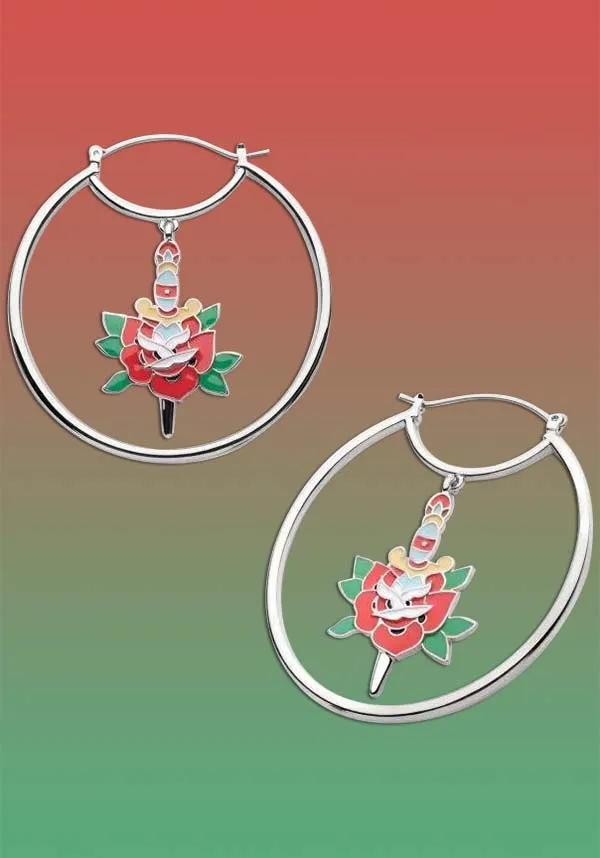 Bleeding Rose | PLUG HOOP EARRINGS