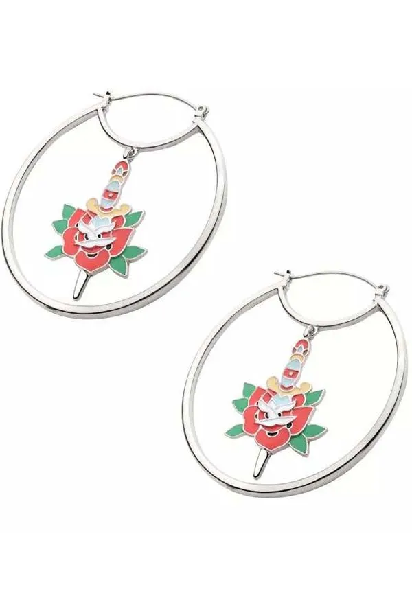 Bleeding Rose | PLUG HOOP EARRINGS