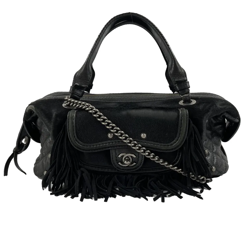 CHANEL- Paris Dallas Large Calfskin PonyHair Fringe Bowling - Shoulder bag