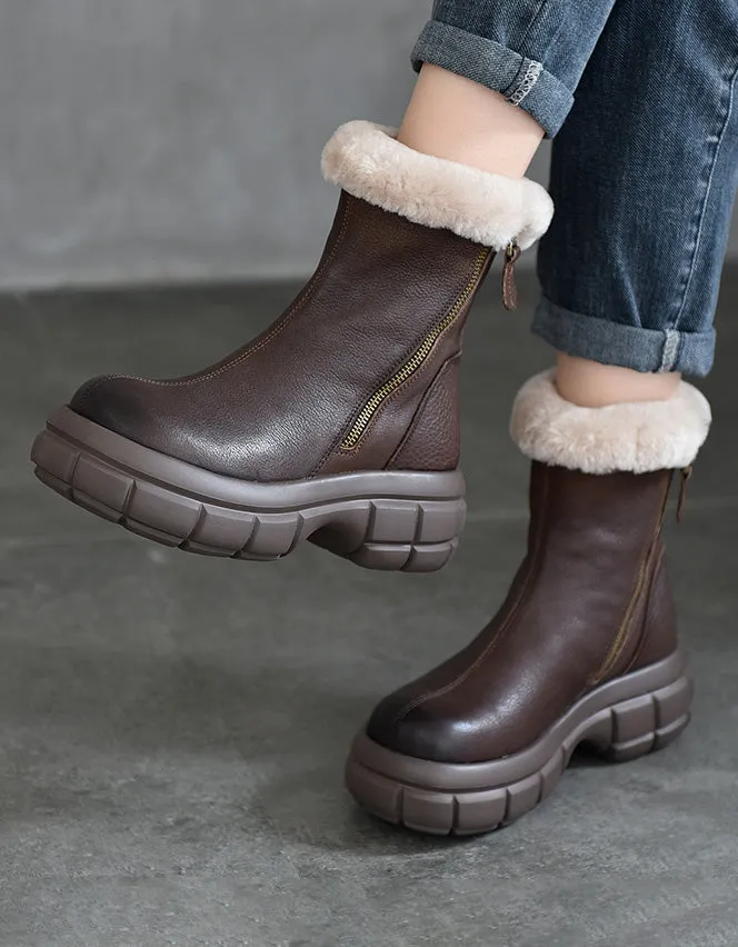 Comfortable Fur Liner Wide Toe Box Platform Winter Boots