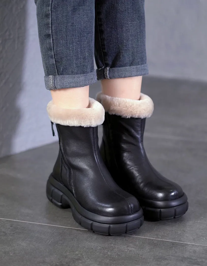 Comfortable Fur Liner Wide Toe Box Platform Winter Boots