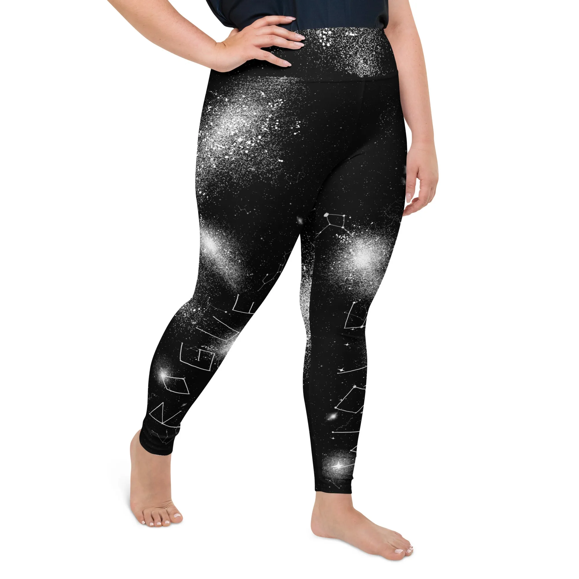 Constellation Plus Size Leggings - UPF 50  Protection Witchy Occult Style Vegan Activewear - Goth Yoga Leisurewear