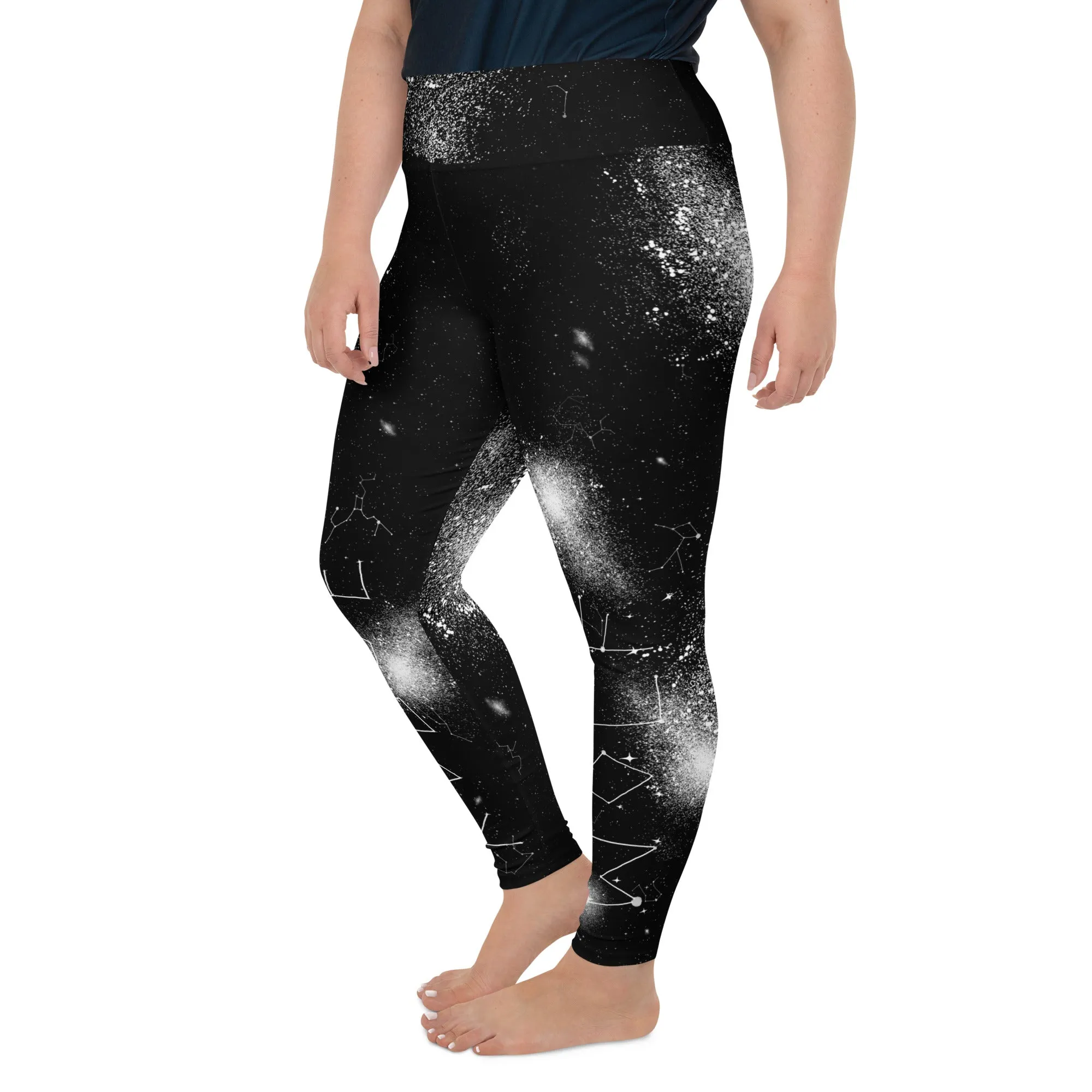 Constellation Plus Size Leggings - UPF 50  Protection Witchy Occult Style Vegan Activewear - Goth Yoga Leisurewear