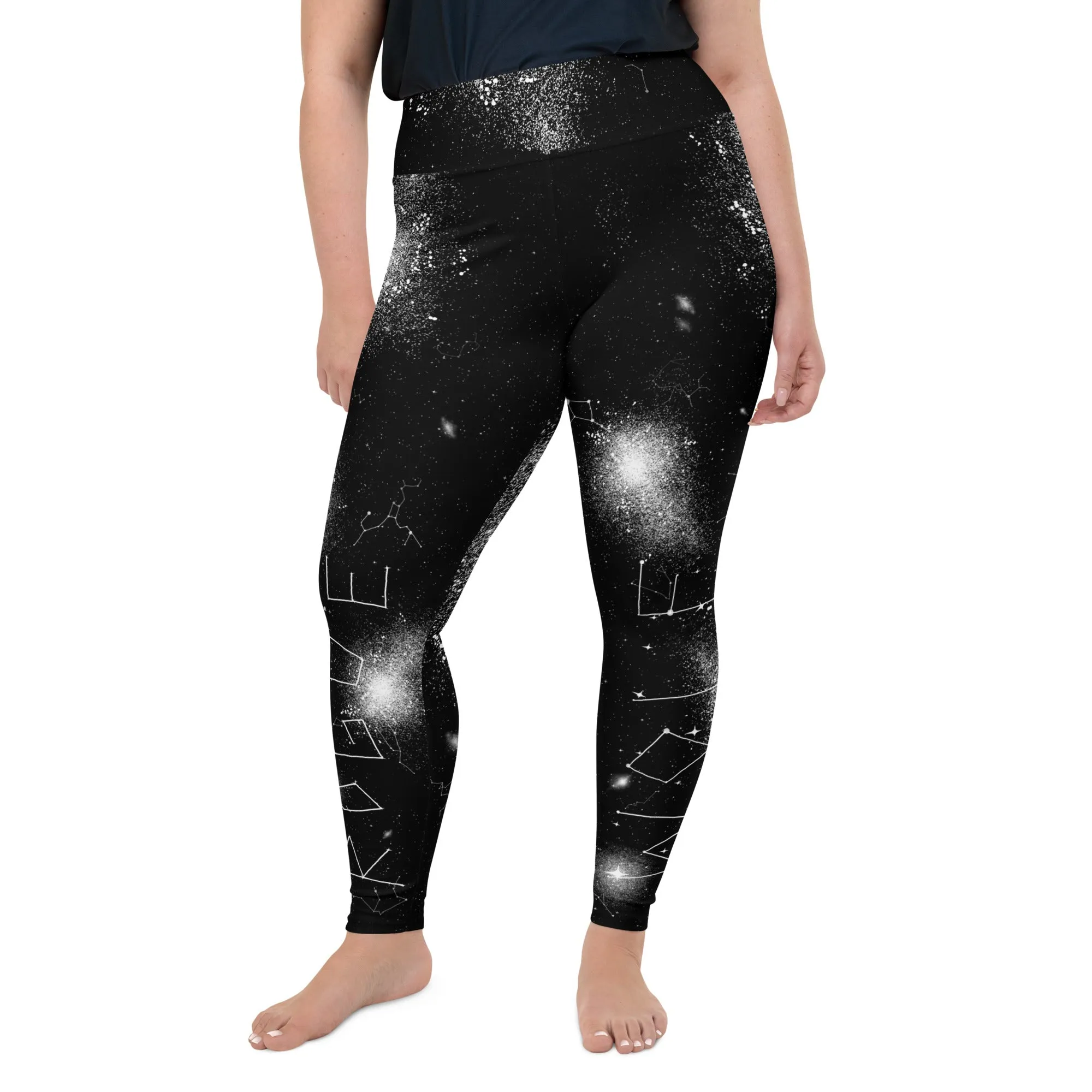 Constellation Plus Size Leggings - UPF 50  Protection Witchy Occult Style Vegan Activewear - Goth Yoga Leisurewear