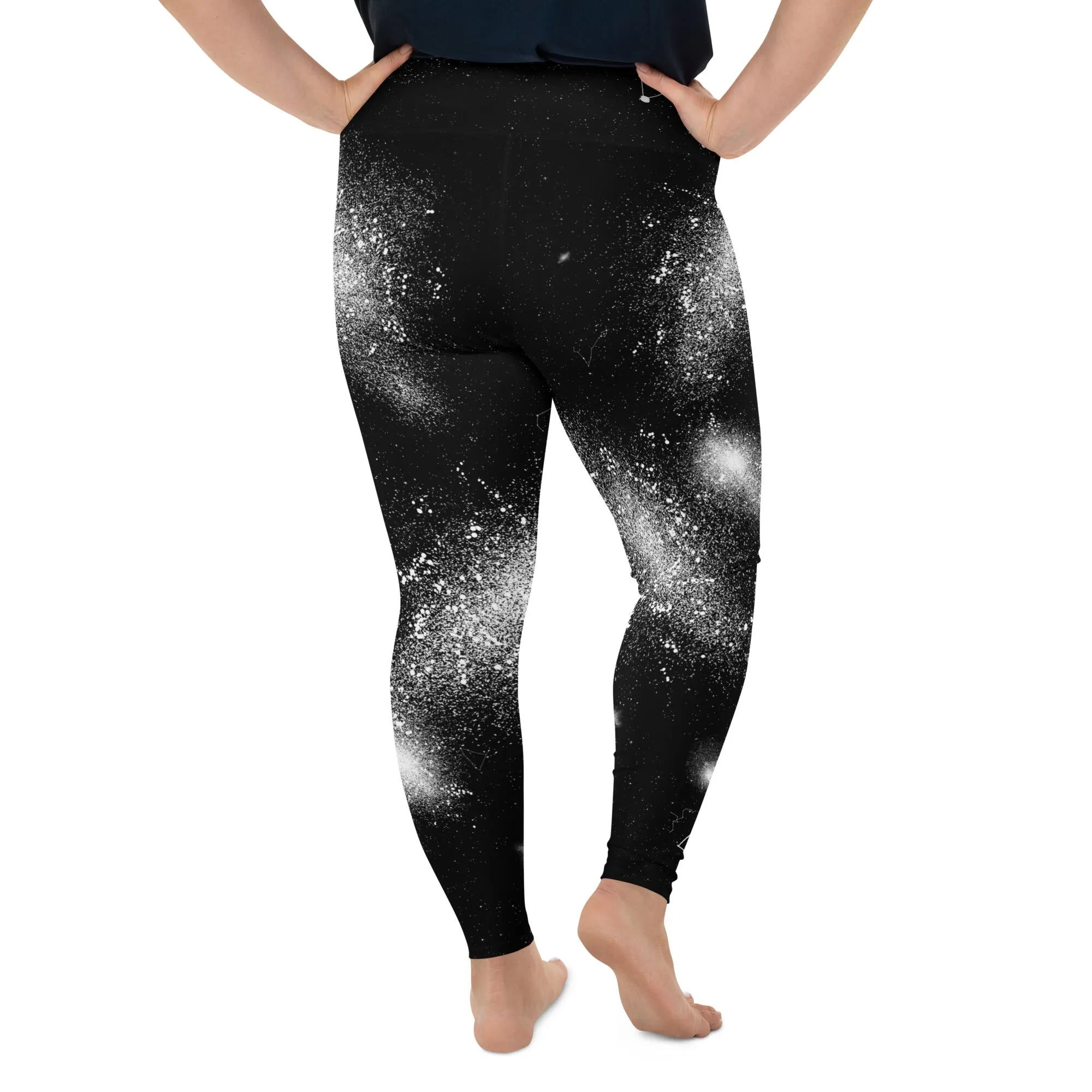 Constellation Plus Size Leggings - UPF 50  Protection Witchy Occult Style Vegan Activewear - Goth Yoga Leisurewear