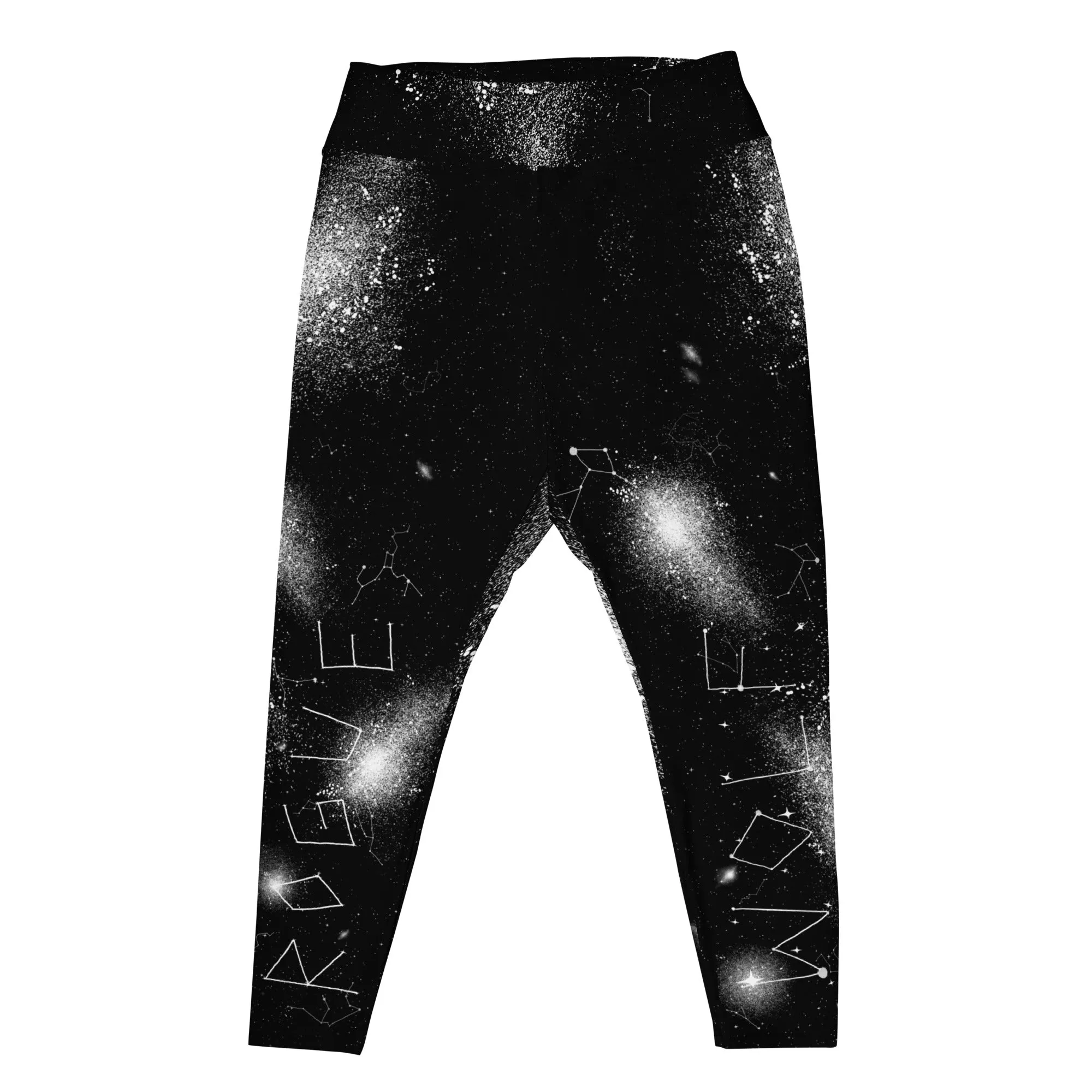 Constellation Plus Size Leggings - UPF 50  Protection Witchy Occult Style Vegan Activewear - Goth Yoga Leisurewear