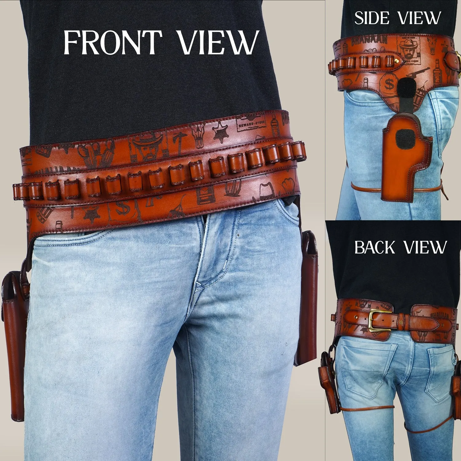 Cowboy Gun & Bullet Holster Belt