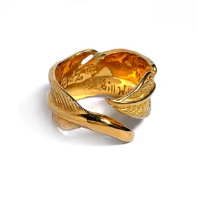 Custom 18k Gold Plated Feather Ring "Medium" Size 8