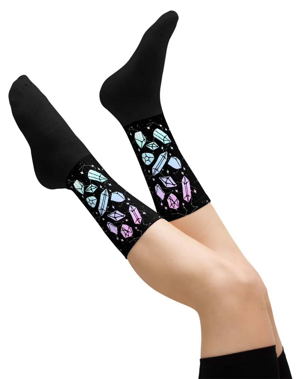 Divination Crystals Socks - Vegan Unisex Goth Witchy Socks Grunge Alt Accessories Cool Gothic Gifts for Him and Her