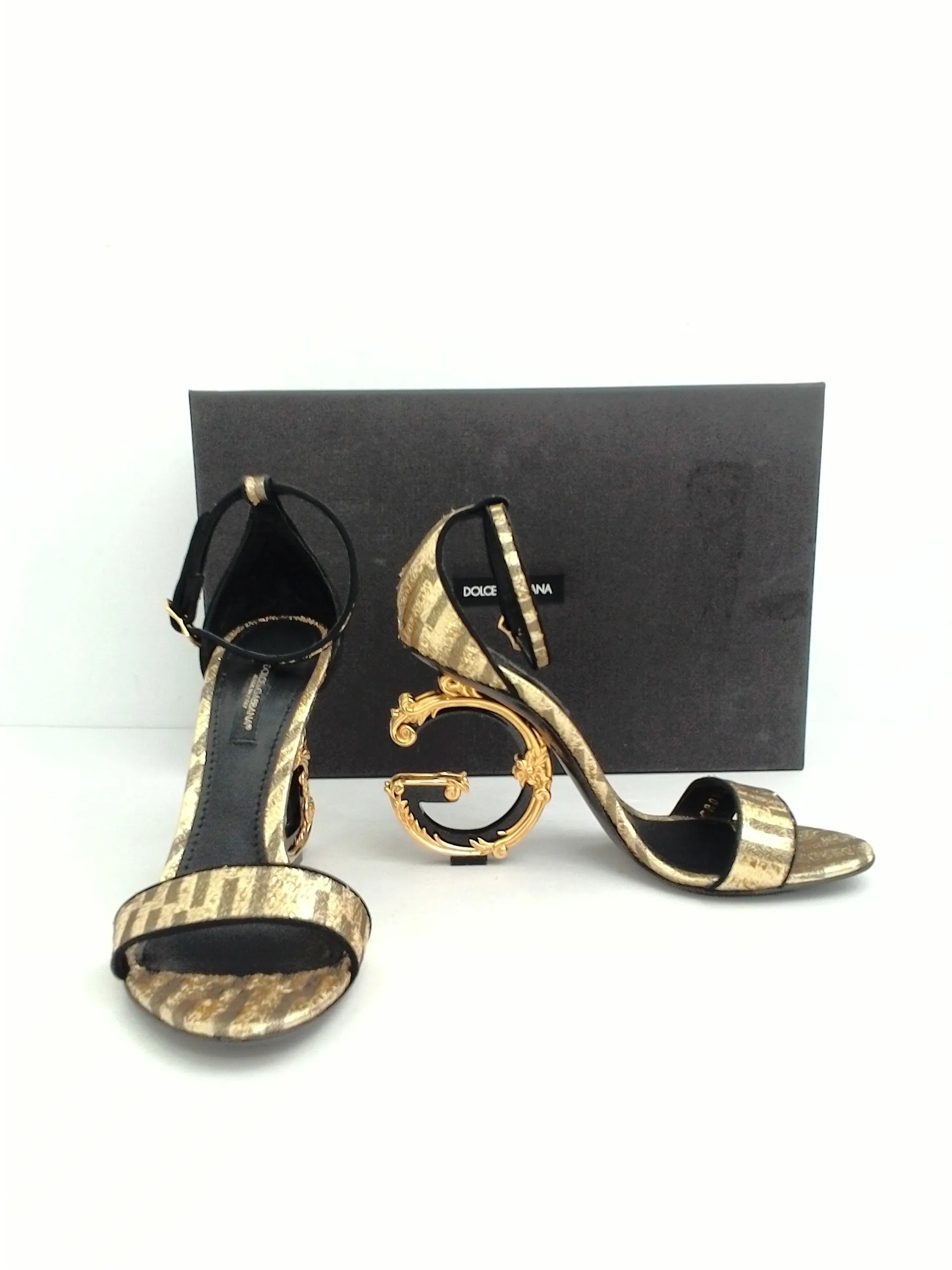 Dolce & Gabbana Women's Keira Gold/ Black Heeled Sandal Size 36