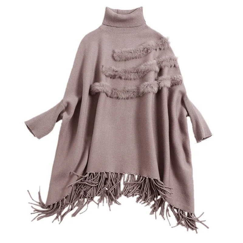 Dolman Sleeve Sweater W/ Fringe