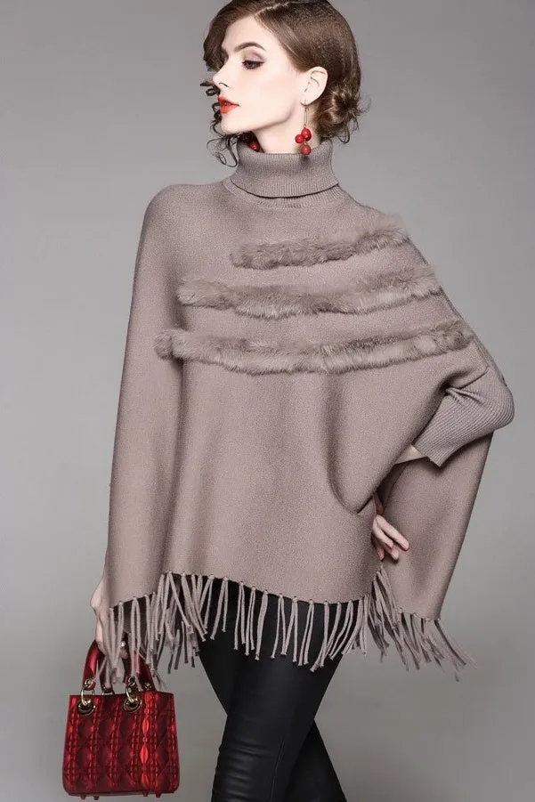 Dolman Sleeve Sweater W/ Fringe