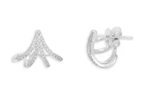 Earrings 14kt White Gold Lobe Stud Claw & Diamonds