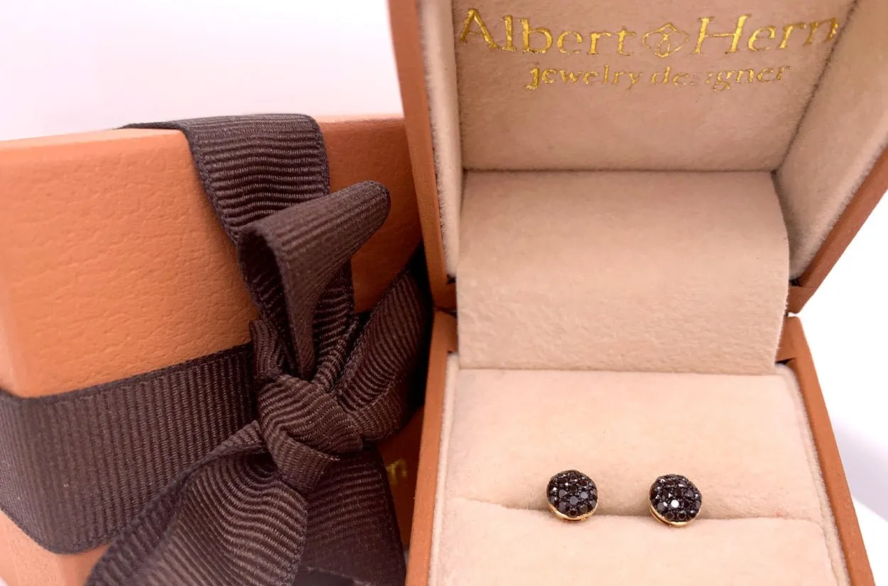 Earrings 18kt Gold Black Diamonds Studs