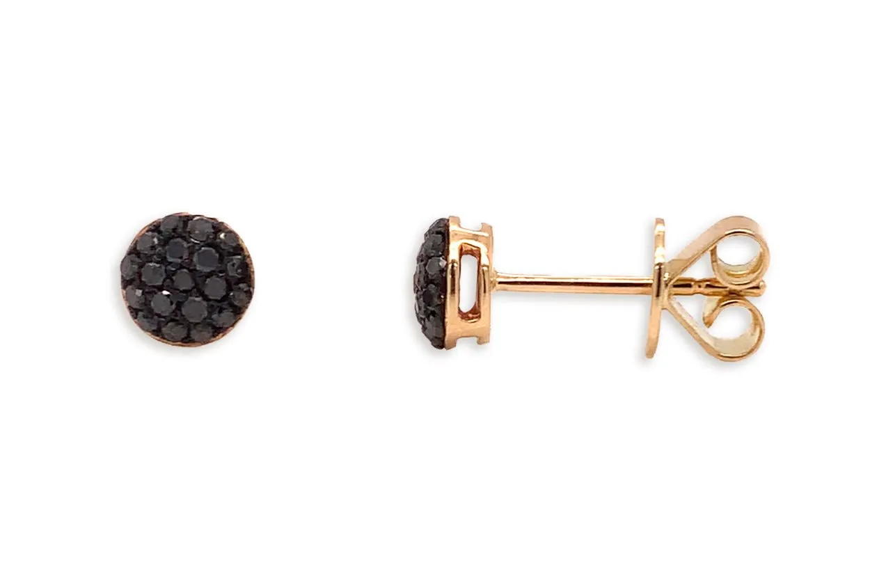 Earrings 18kt Gold Black Diamonds Studs