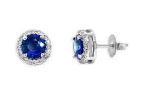 Earrings 18kt Gold Blue Sapphires & Diamonds Studs