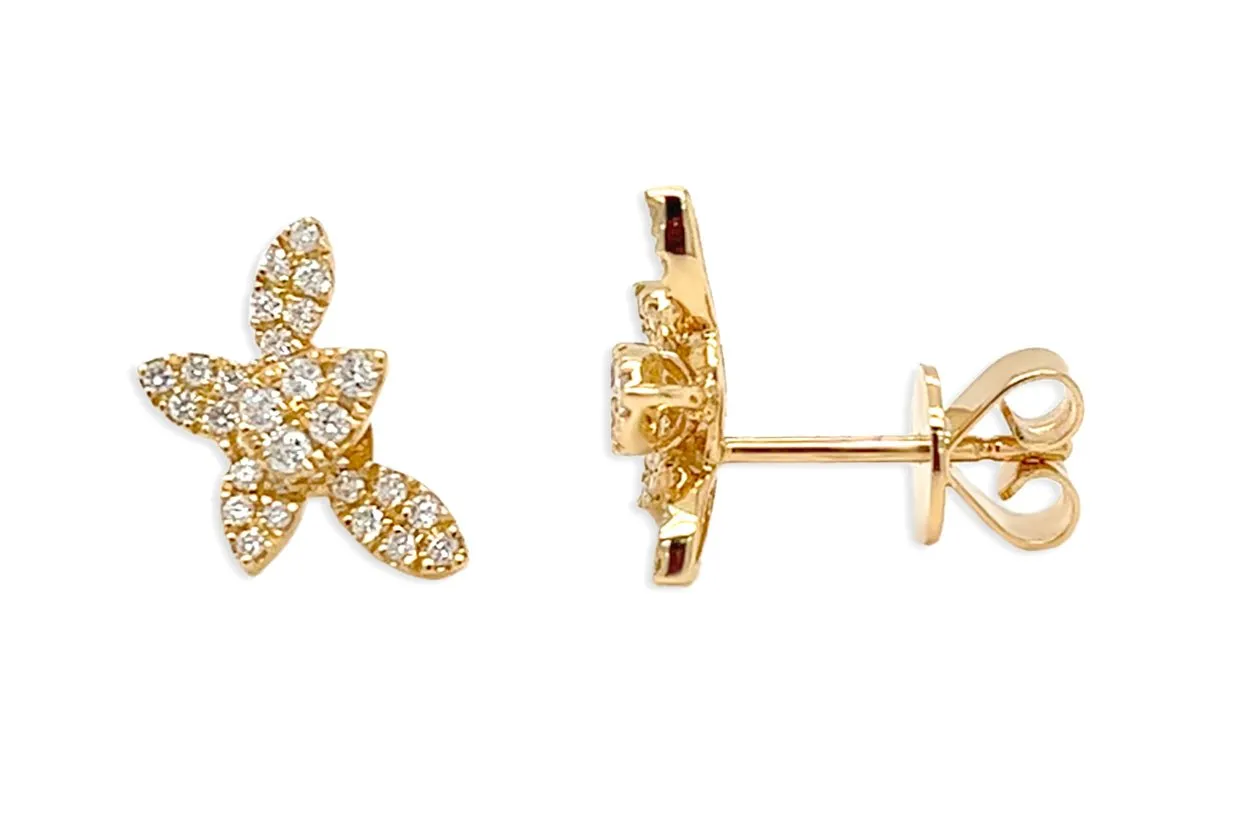 Earrings 18kt Gold Petals & Diamonds Stud