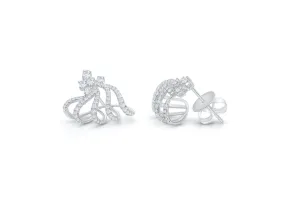 Earrings 18kt White Gold Lobe Stud Five Claws & Diamonds