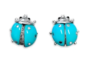 Earrings Blue Ladybugs with Diamonds