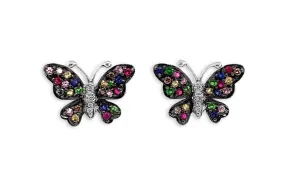 Earrings Butterfly 18kt Gold & Multicolor Sapphires