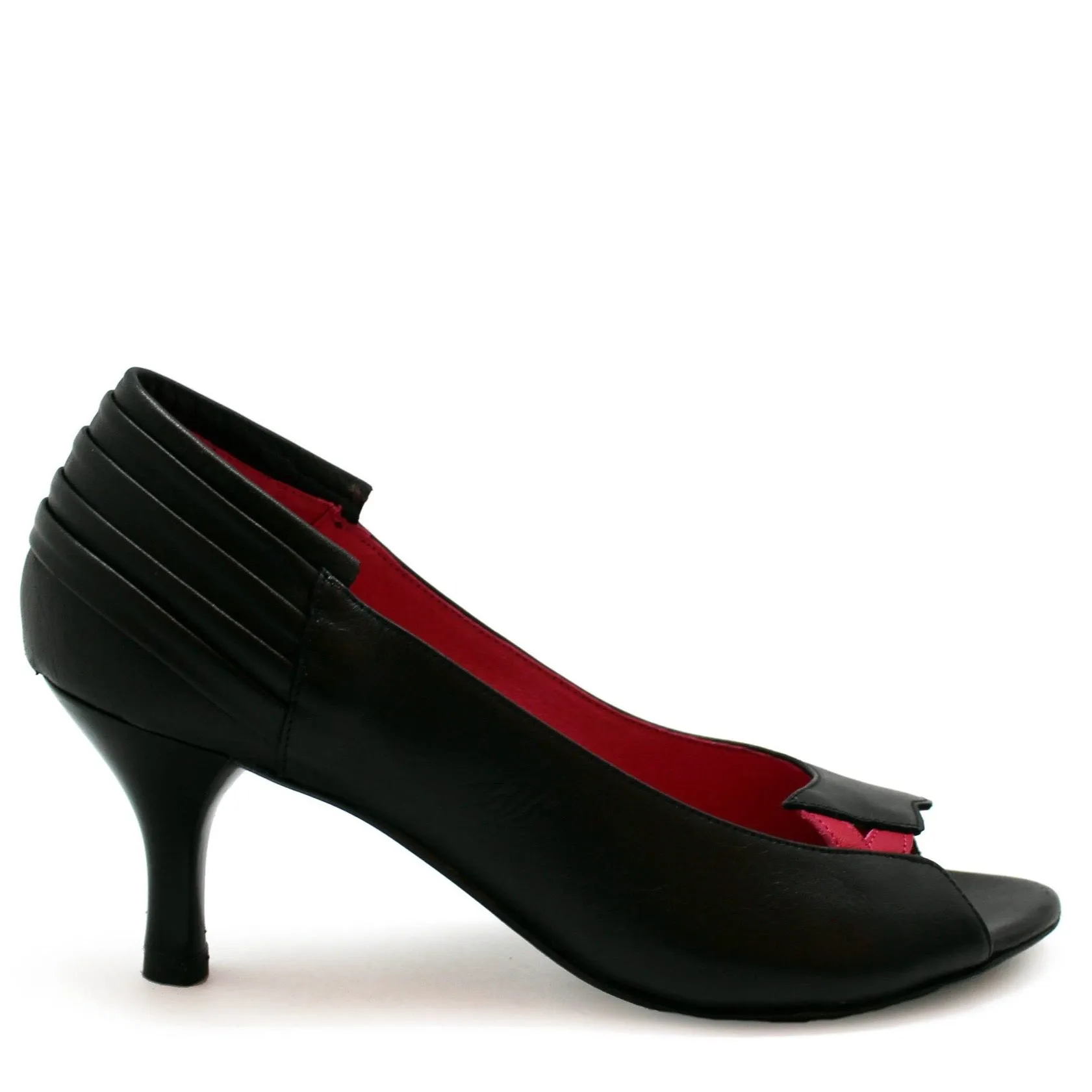 Fashion -Black/Fuchsia open toe shoe