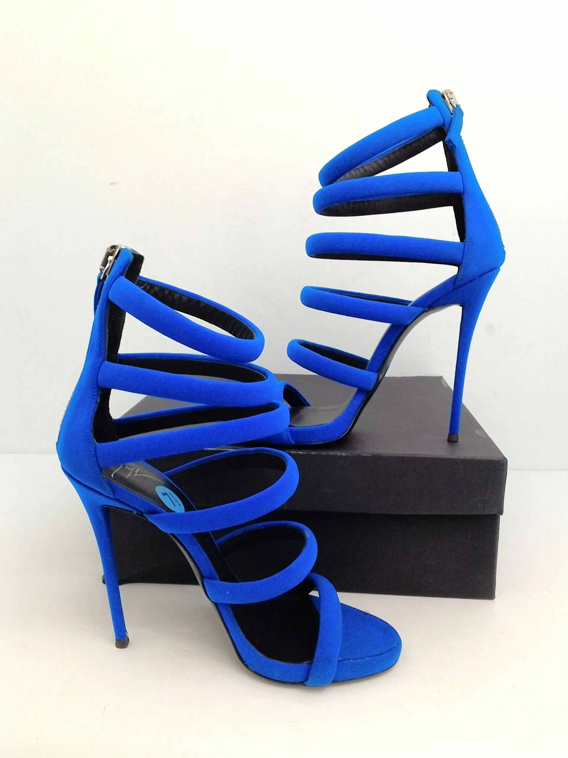 Giuseppe Zanotti Women's Cina Neon Blue Heeled Sandal Size 37.5