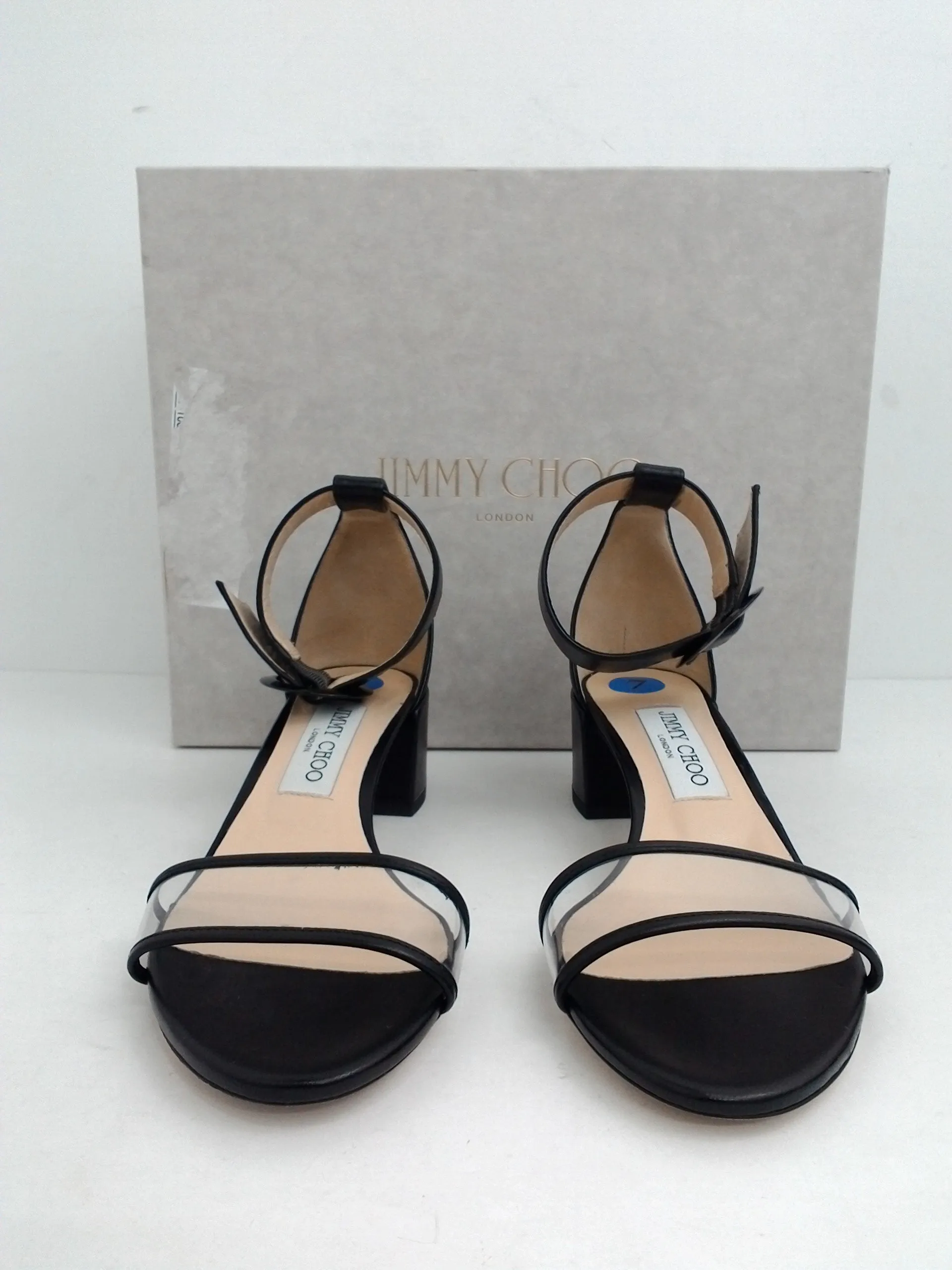 Jimmy Choo Women's Jaimie Black/Chearl Heeled Sandal Size 37