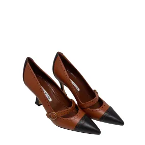 Manolo Blahnik Renan Bicolor Mary Jane Pumps - Size 39.5