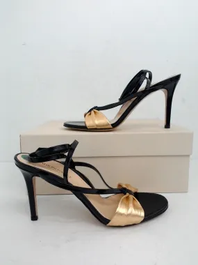 Marion Parke Toscana Women's Lucy Napa Patent Gold/Black Heeled Sandal Size 38.5