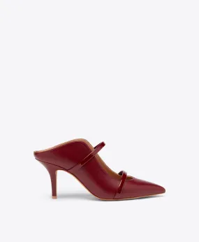 Maureen 70 Red Leather Mules with Patent Straps