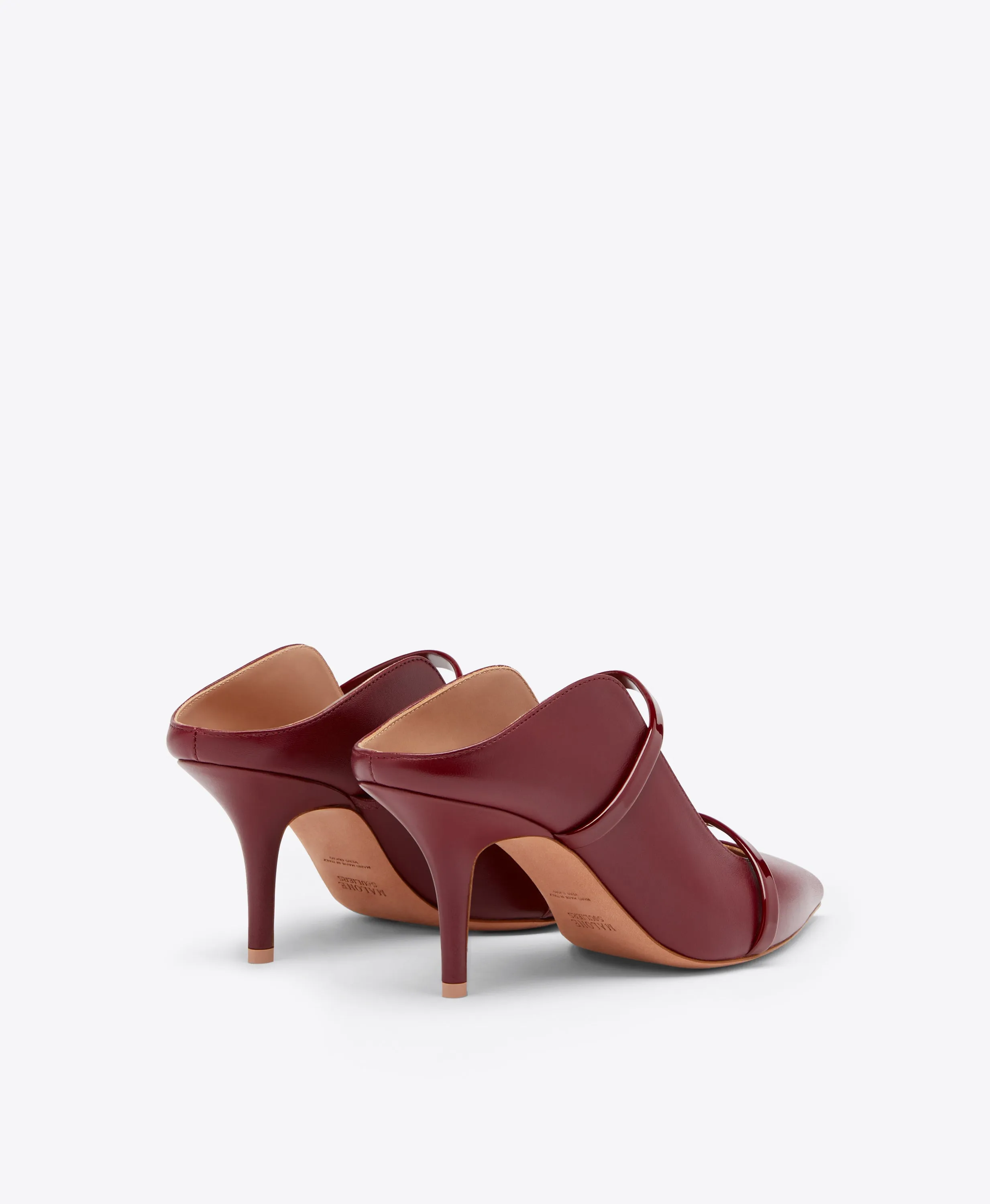 Maureen 70 Red Leather Mules with Patent Straps