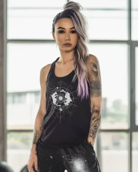 Purr Nebula Muscle Tank Top - Relaxed Fit Tee with low cut armholes, Gym Yoga Essentials, Witchy Vegan Activewear, Goth Sportwear