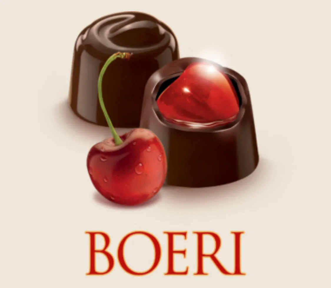 Rovelli Boeri 250gr  EXTRA DARK CHOCOLATE PRALINE WITH SOFT CHERRY (12/Packs Per Case )