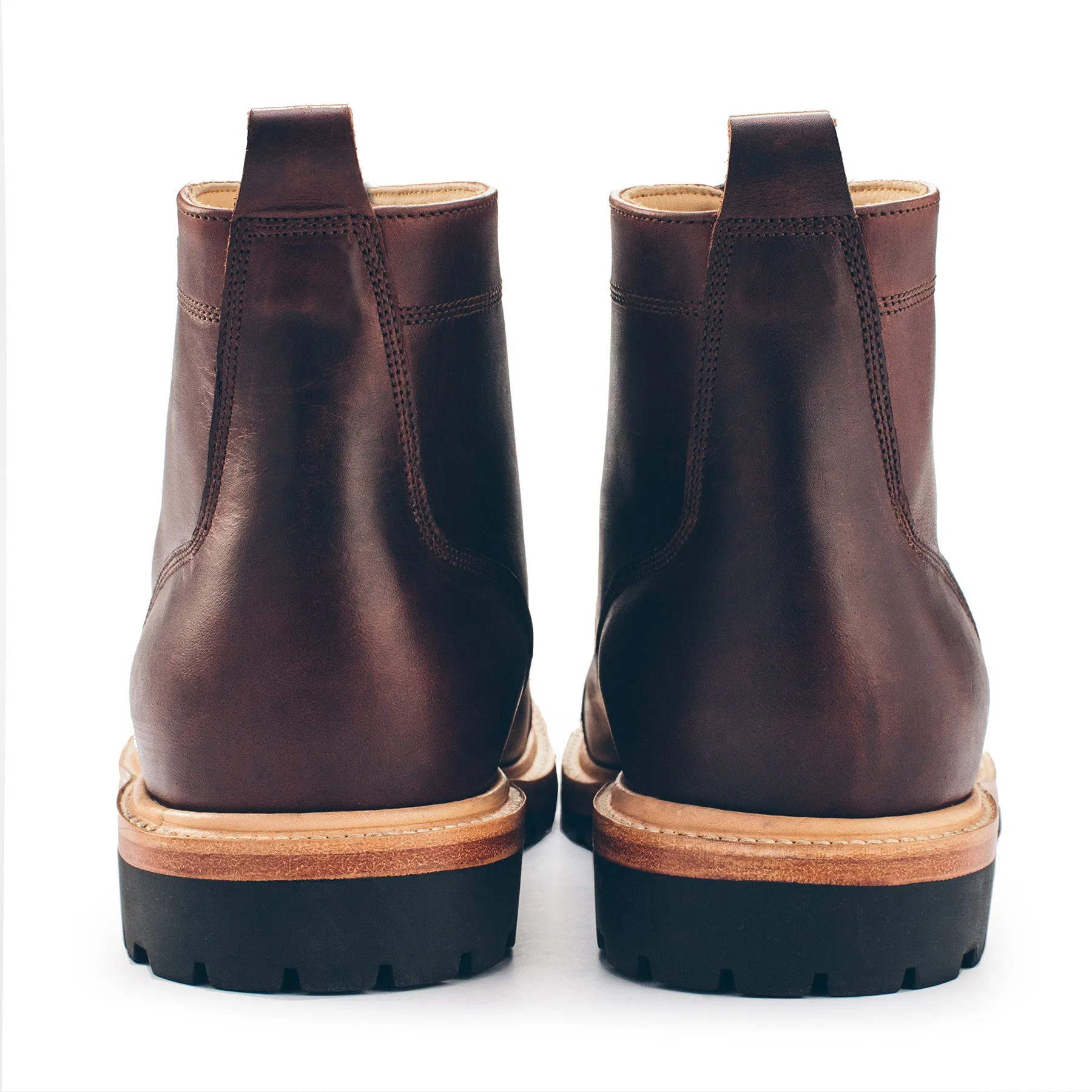 The Cap Toe Moto Boot in Brown Steerhide