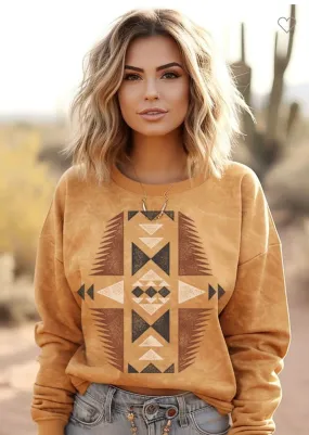 The Fall Mustard Aztec Pullover