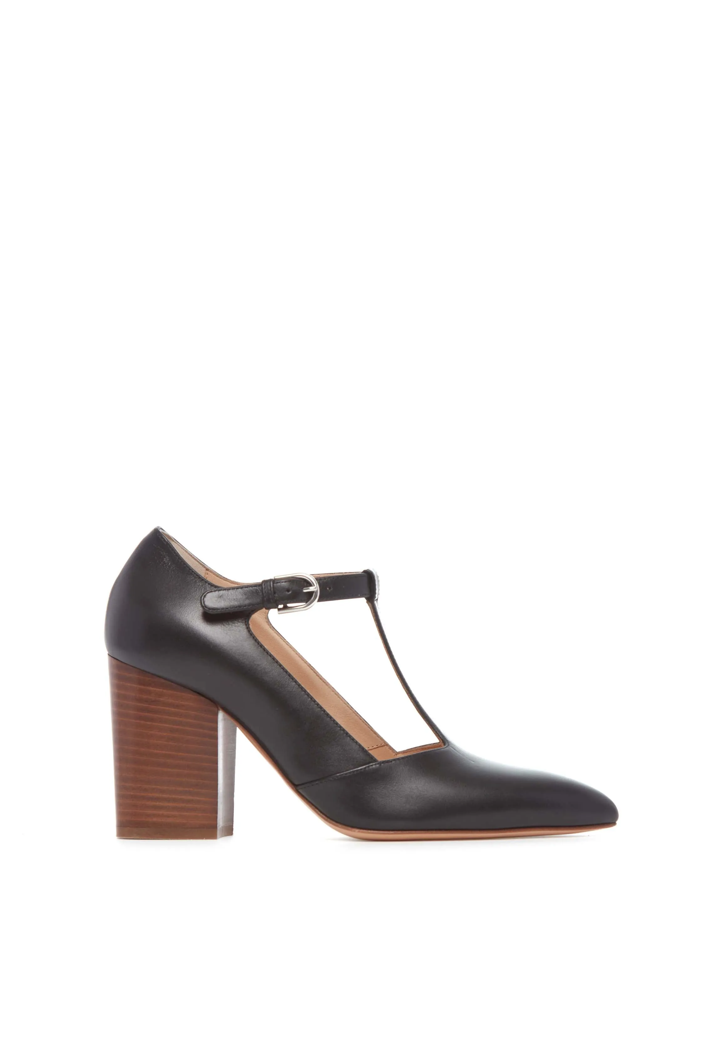 Triana Block Heel Pump in Black Leather