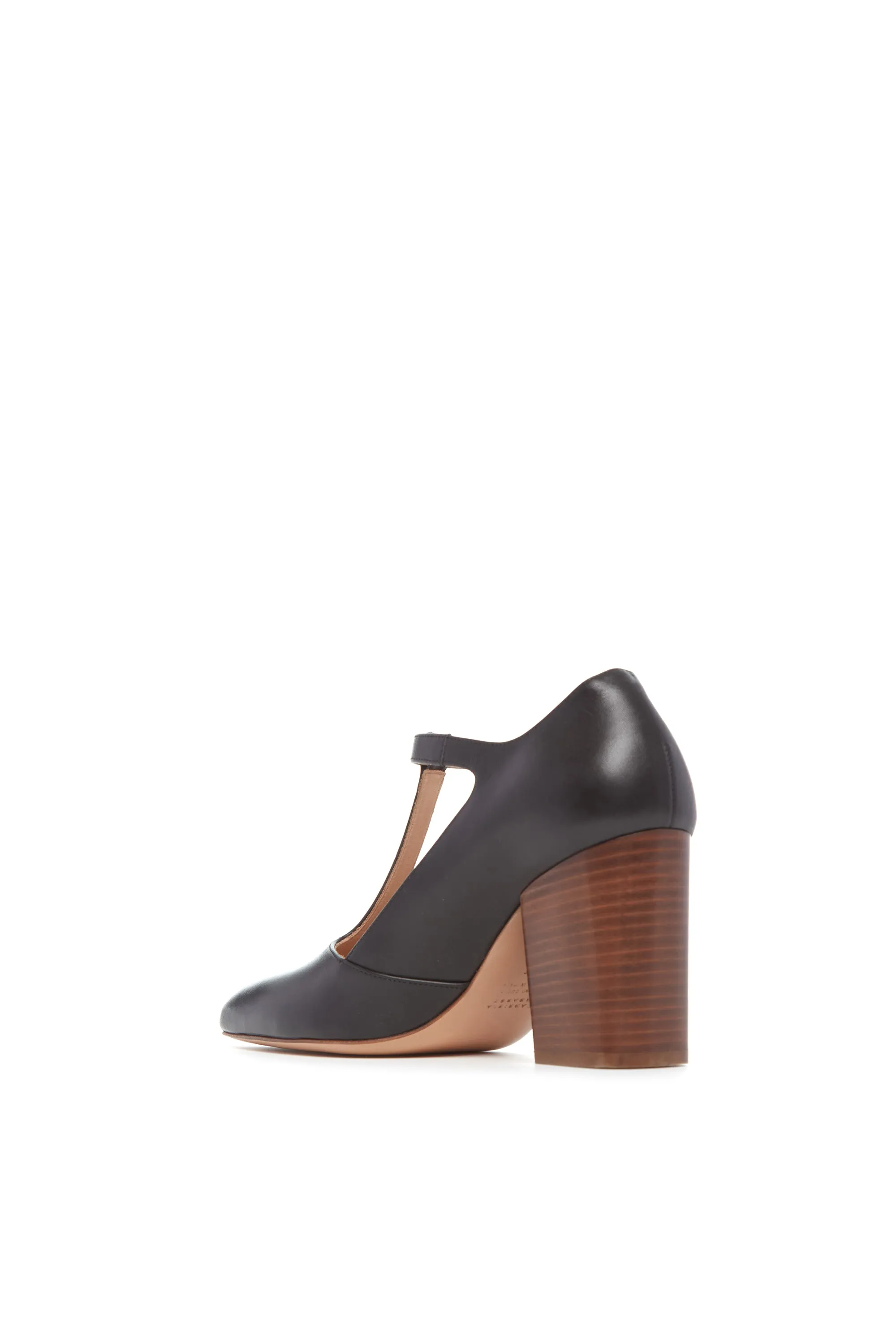 Triana Block Heel Pump in Black Leather